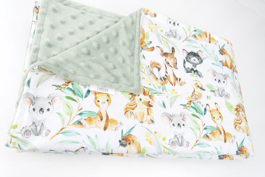 Australian Animal Minky Baby Blanket (Green)