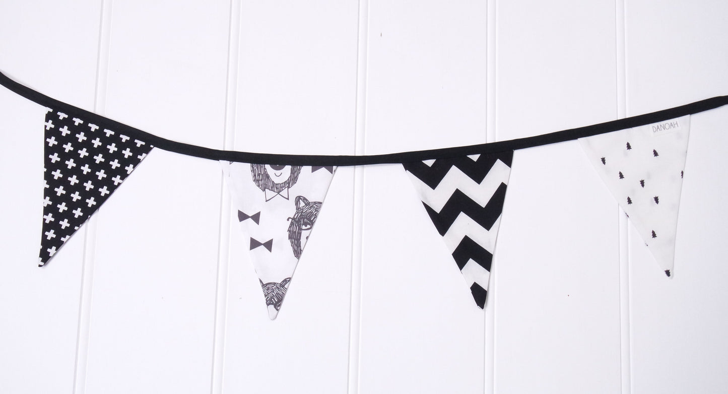 Black & White Bowtie Bear Bunting Flags
