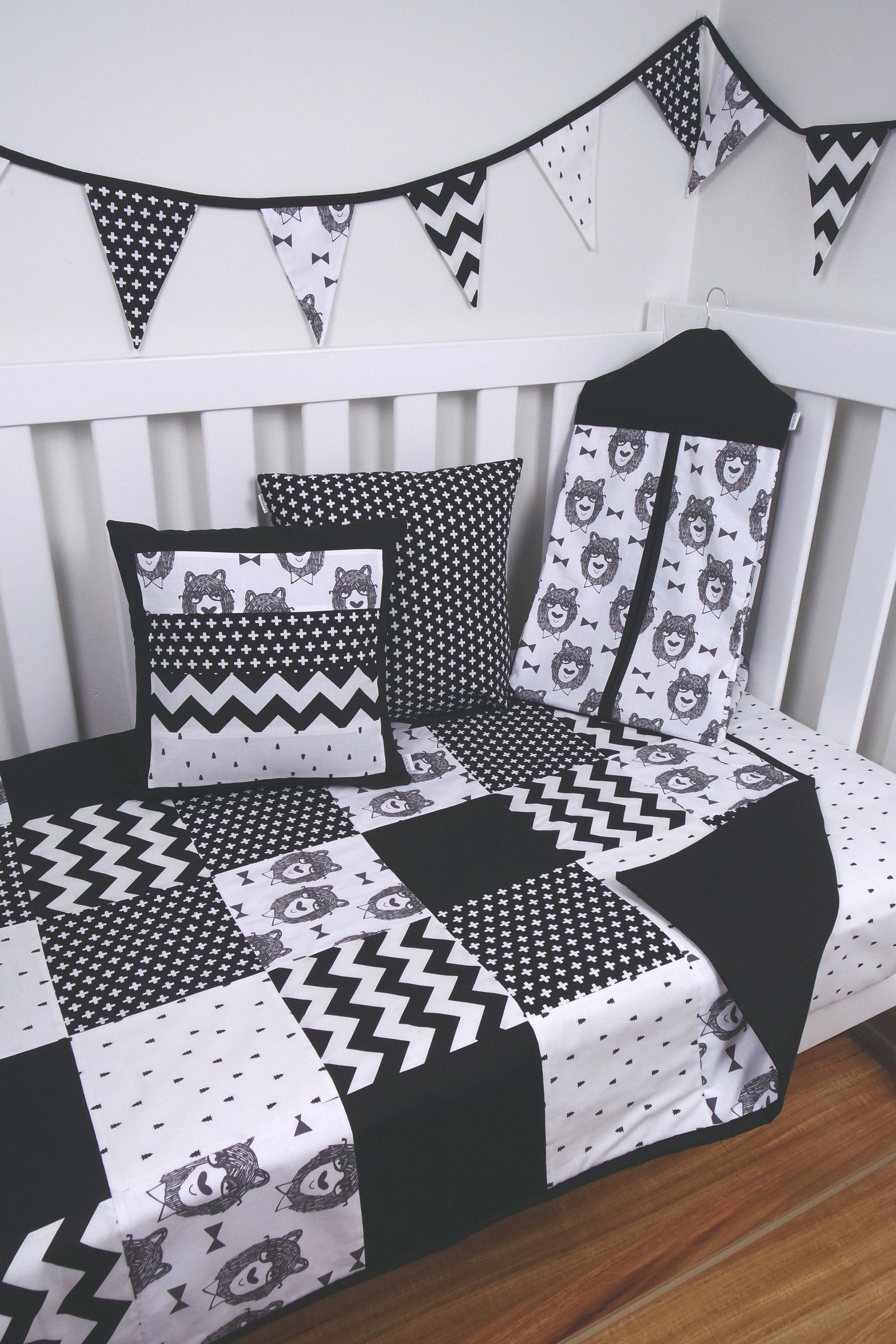 Black & White Bowtie Bear Bunting Flags