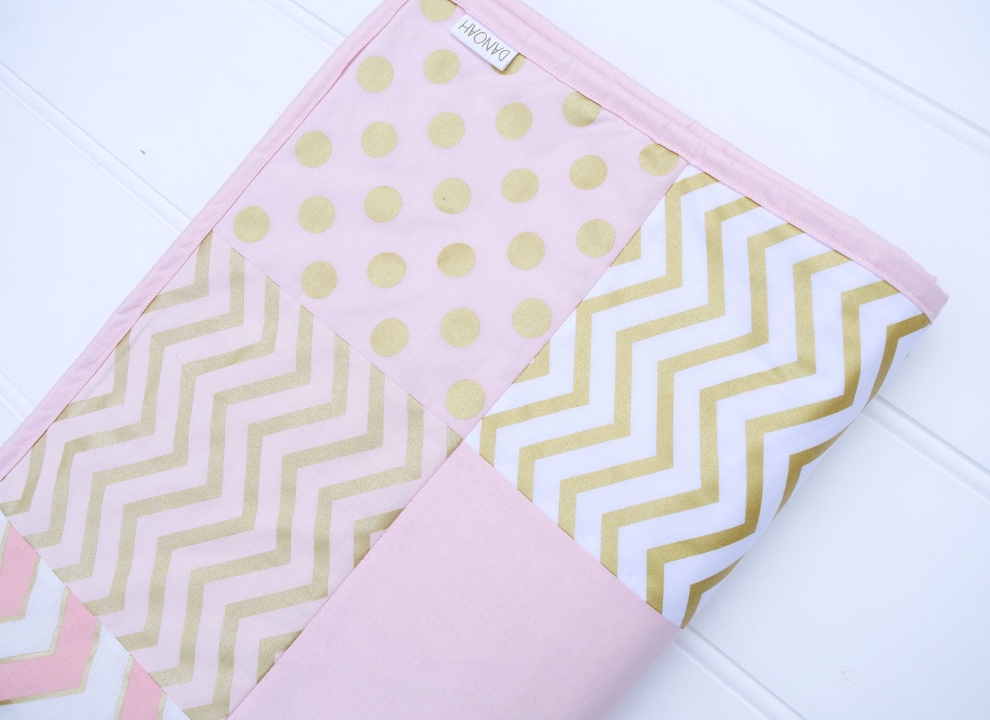Pink & Gold Glam Patchwork Quilt
