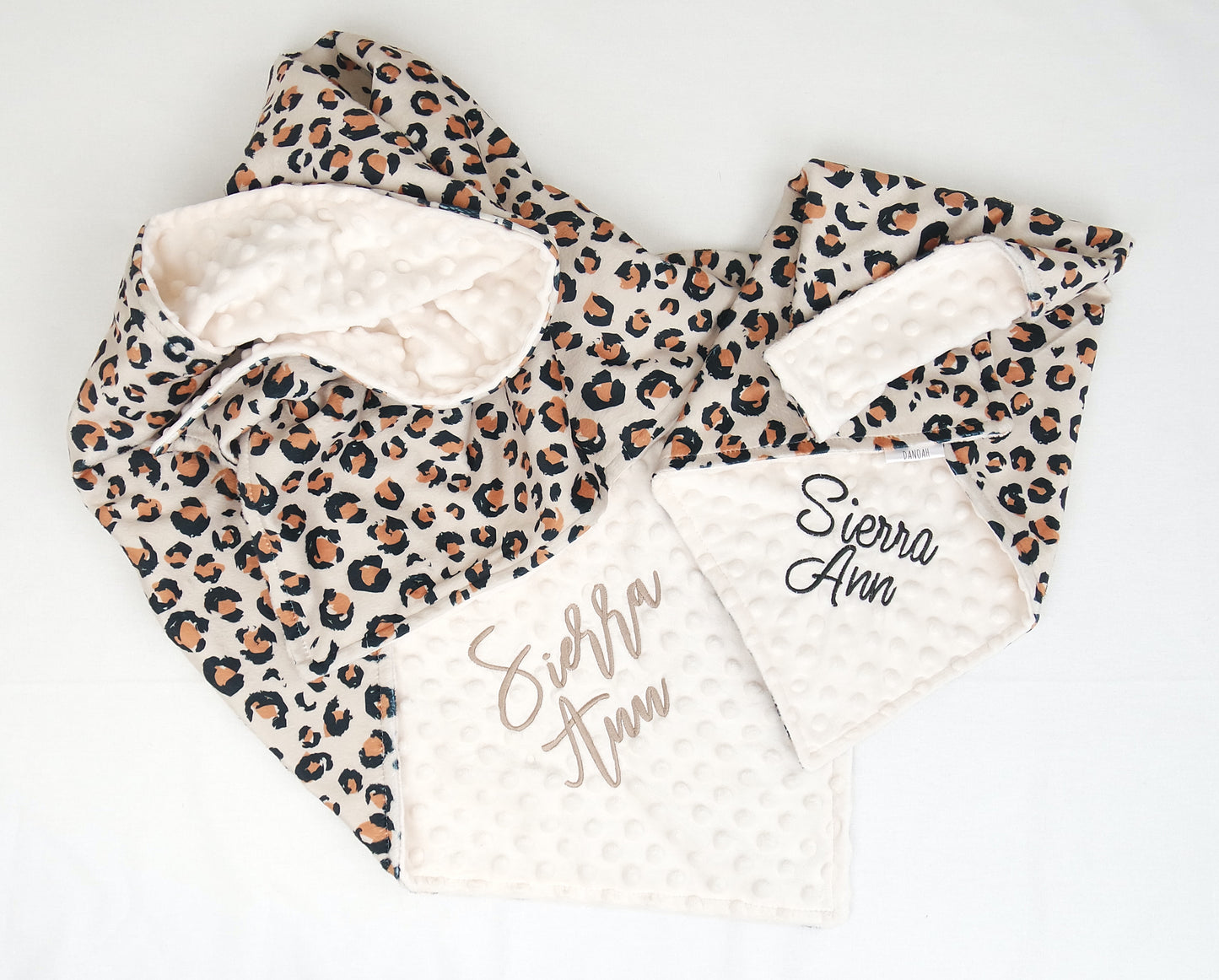 Embroidered Personalised Minky Dot Blanket - "Animal Print"