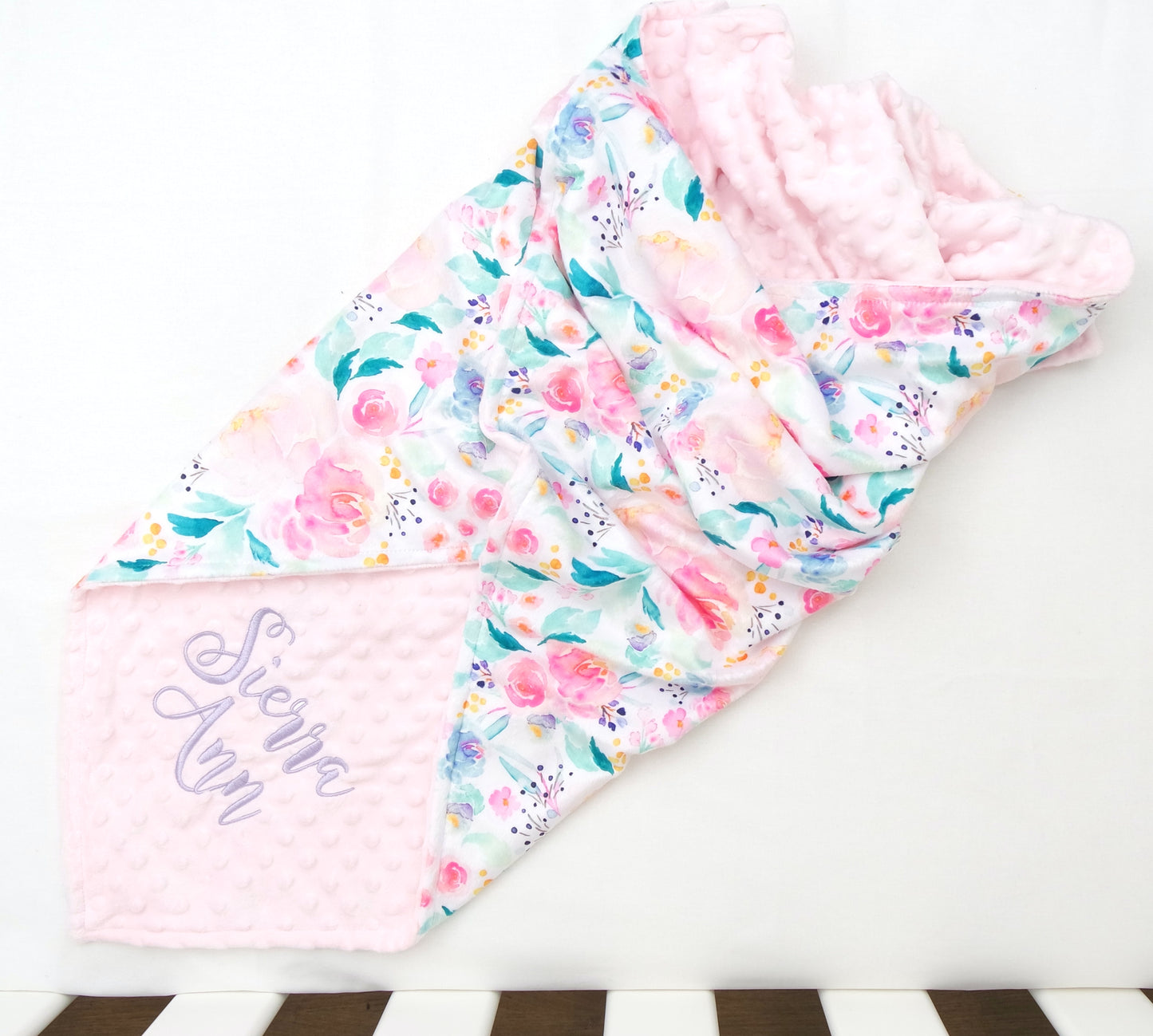 Personalised Bright Floral Baby Blanket