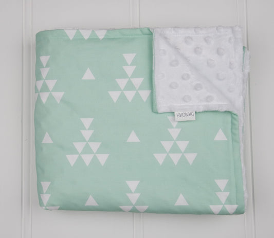 Minky Baby Blanket in Mint Geometric