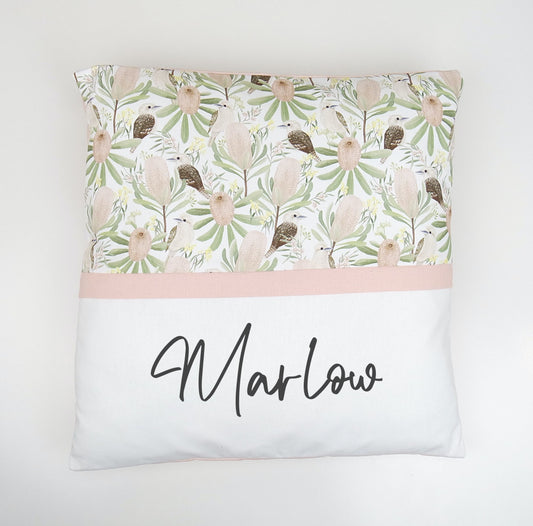 **70% OFF** Neutral Pink Kookaburra Personalised Cushion Cover