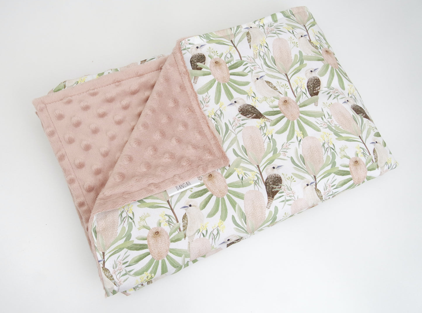 Neutral Pink Kookaburra Minky Dot Baby Blanket