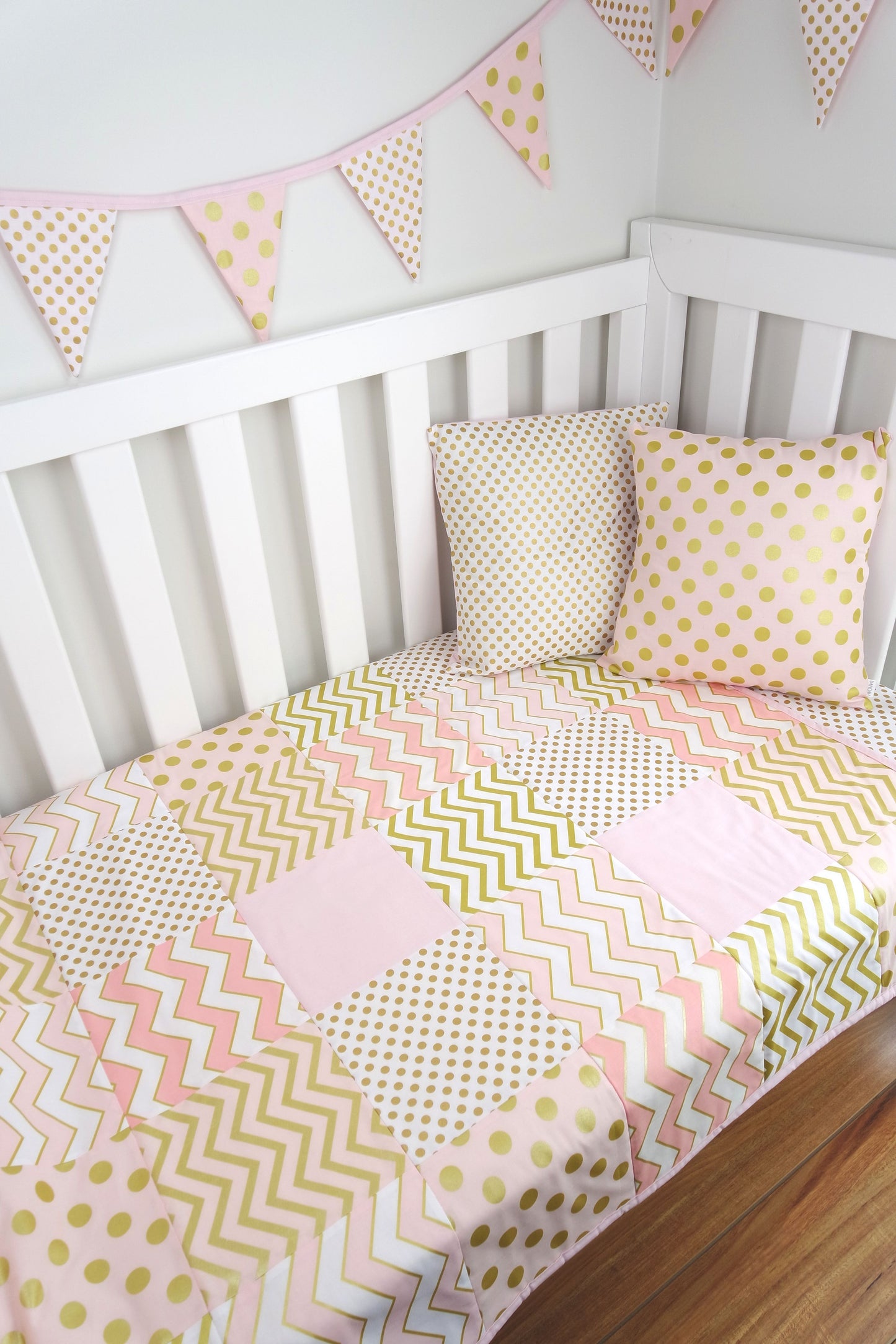 Pink, White & Gold Bunting Flags
