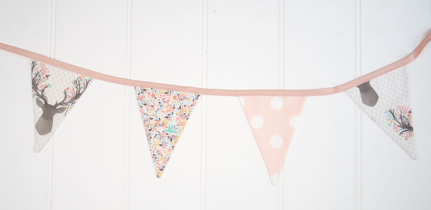 Pink Deer Head Bunting Flags