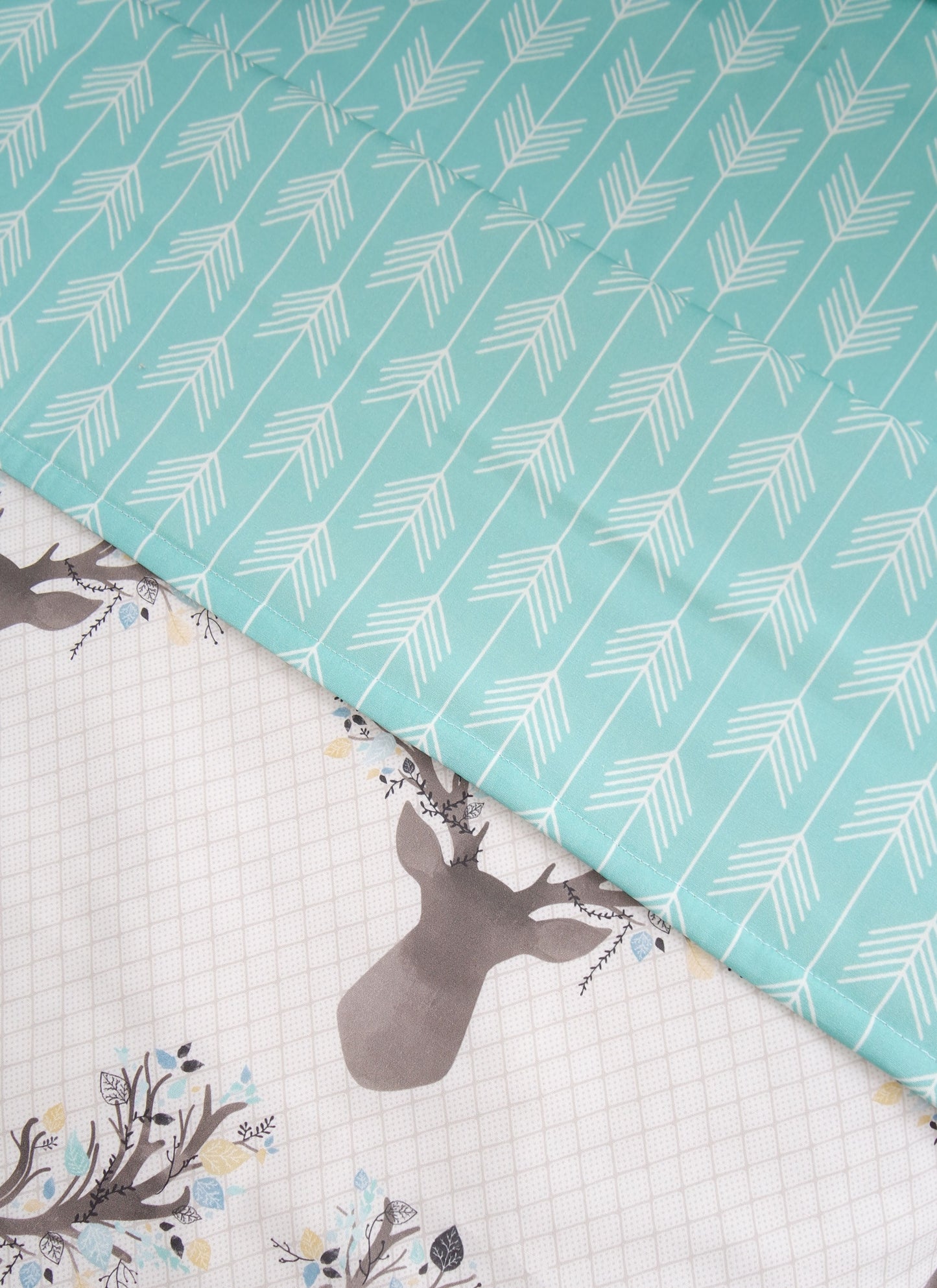 Deer Head & Aqua Arrow Reversible Cot Quilt