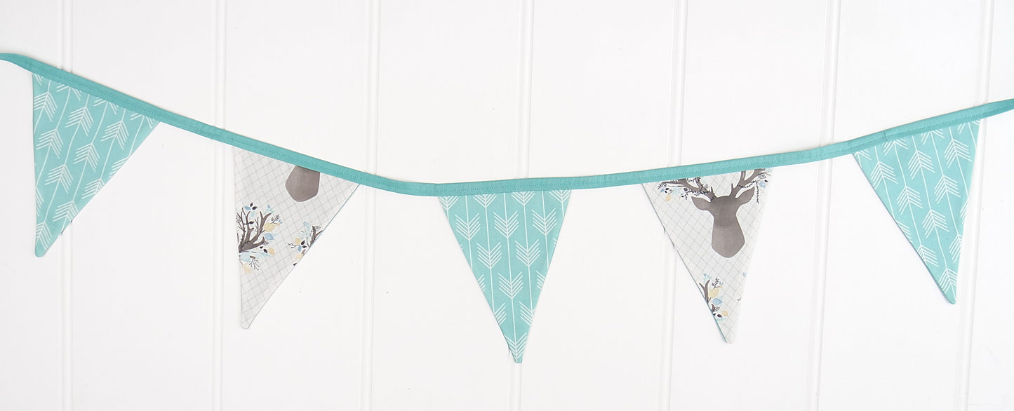 Aqua Deer & Arrows Bunting Flags