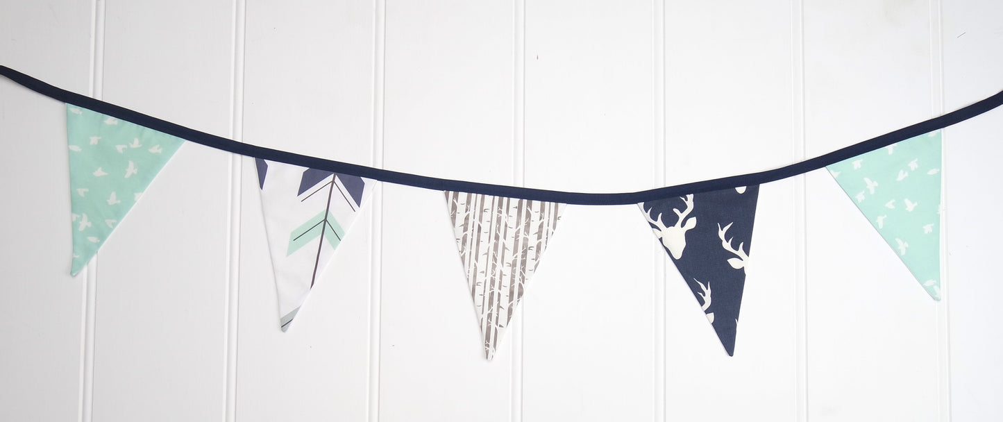 Navy & Mint Woodland Bunting Flags