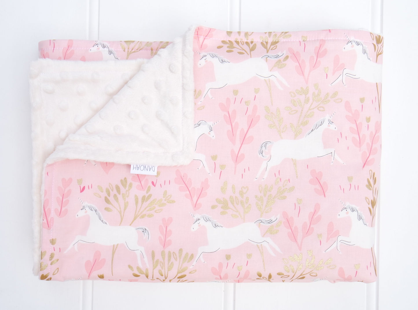 SALE -Pink & Gold Unicorn Baby Blanket