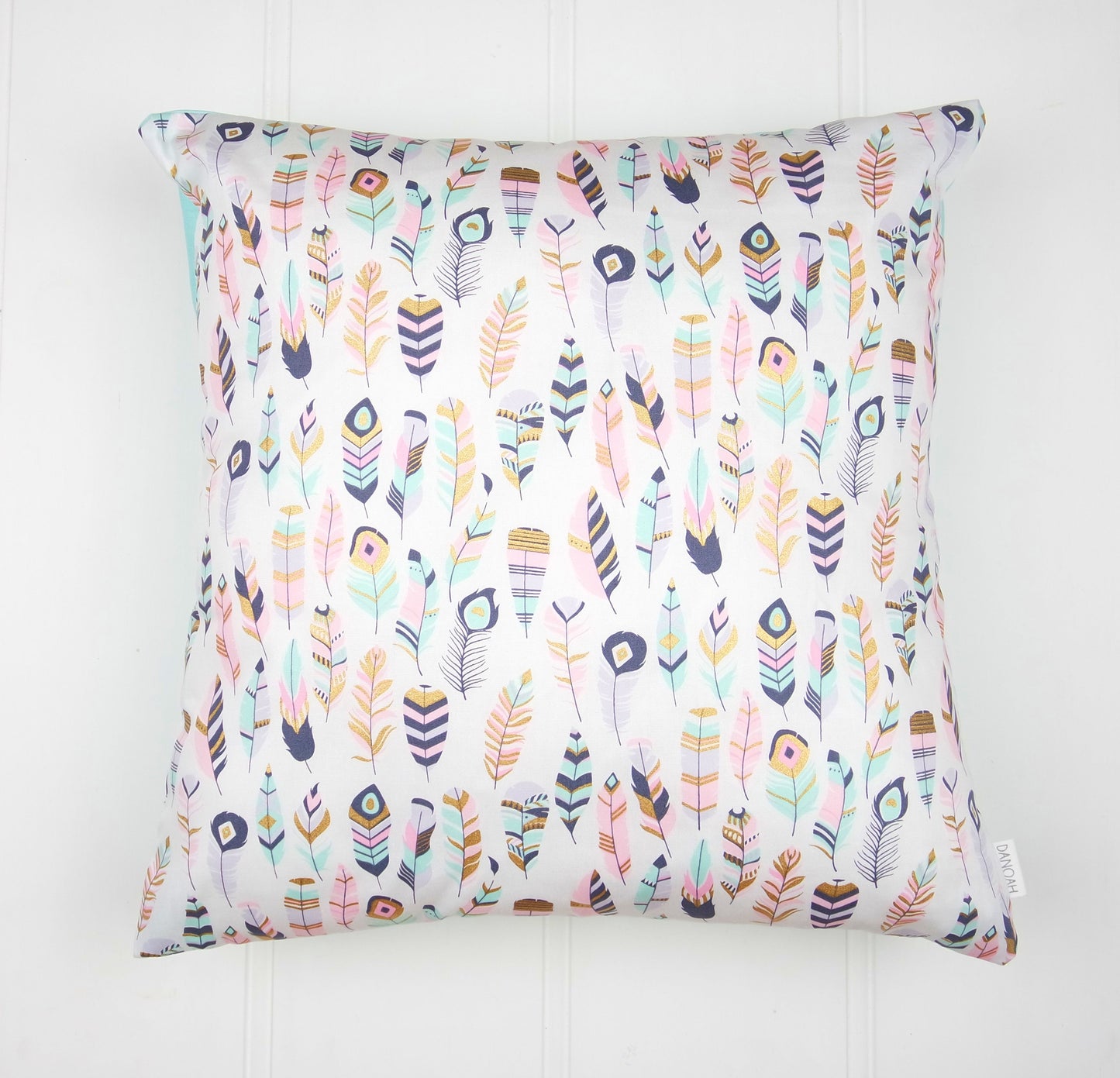 Pastel & Gold Feather Cushion Cover