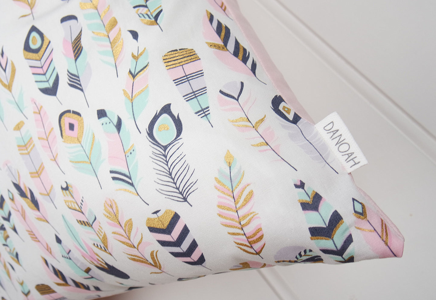 Pastel & Gold Feather Cushion Cover