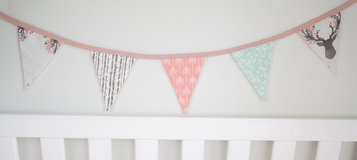 Pink & Mint Deer Bunting Flags