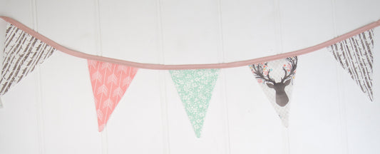 Pink & Mint Deer Bunting Flags