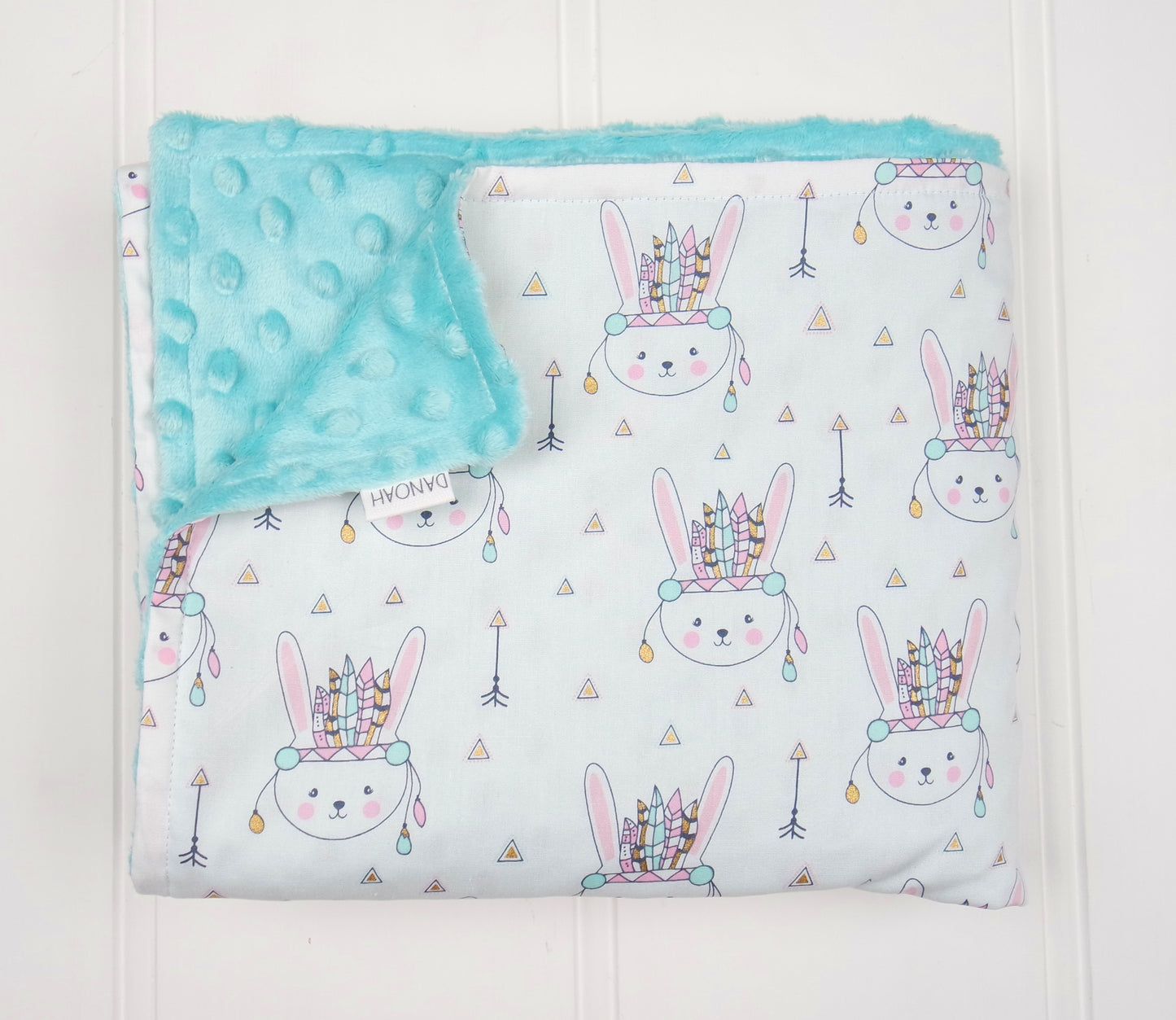 *50% OFF* - Minky Baby Blanket with Pastel Indian Bunnies