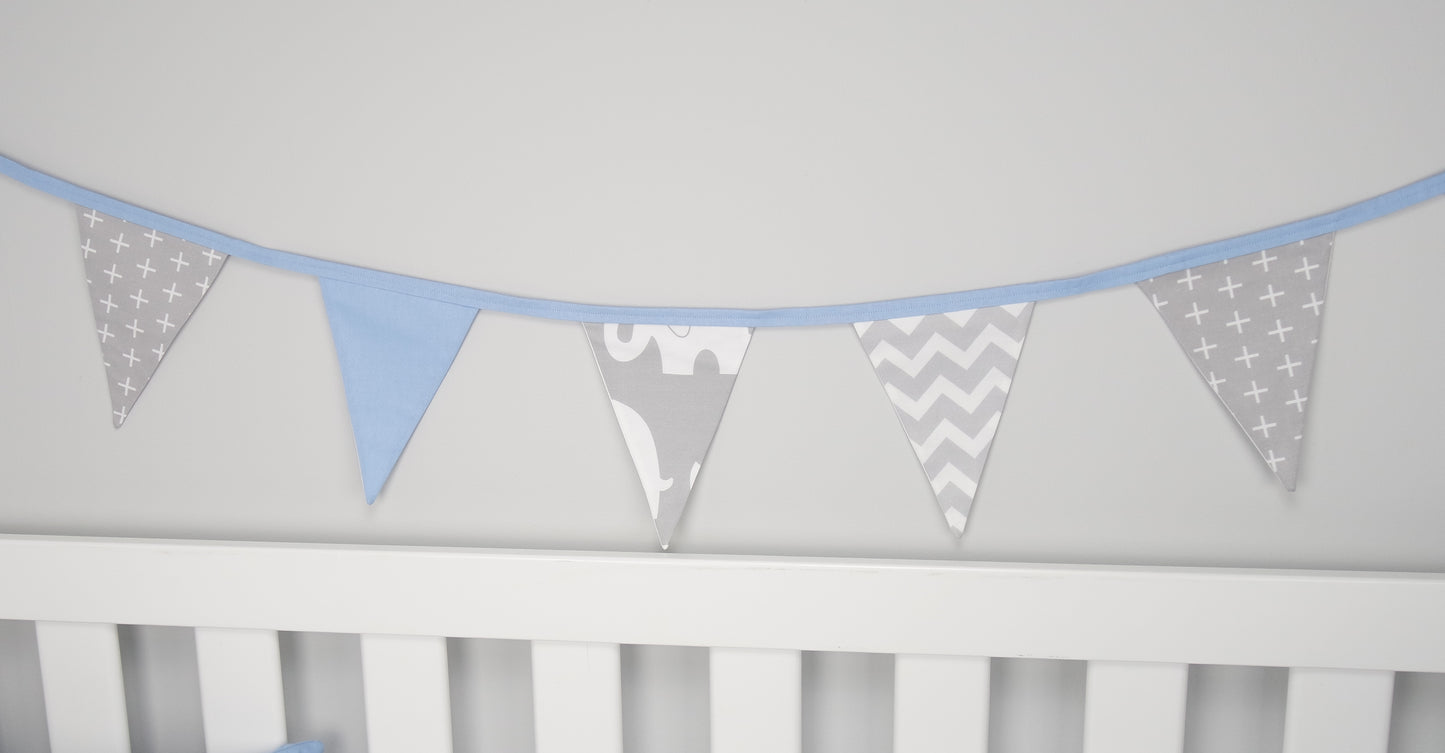 Blue & Grey Elephant Bunting Flags