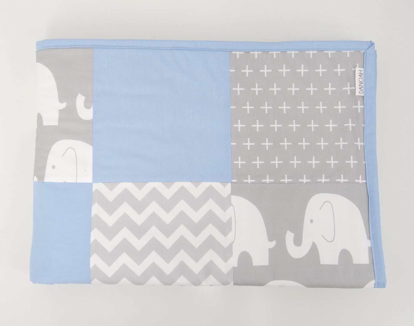 Baby Blue & Grey Elephant Patchwork Quilt