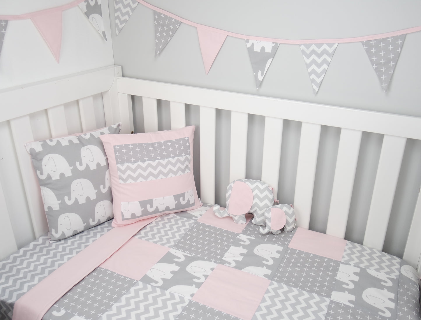 Nappy Stacker - Pink & Grey Elephant