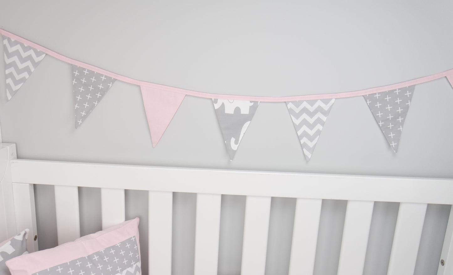 Pink & Grey Elephant Bunting Flags