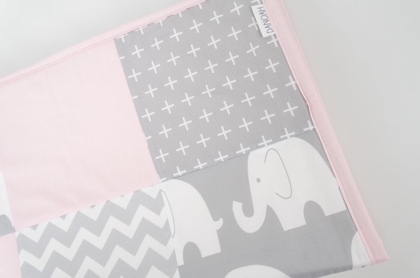 Pink & Grey Elephant Patchwork Quilt