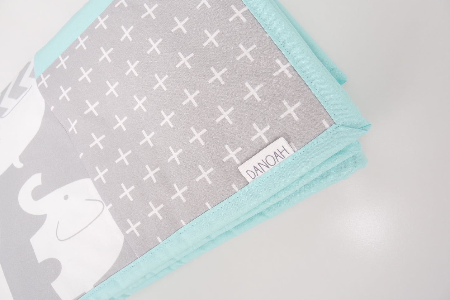 Mint & Grey Elephant Patchwork Quilt