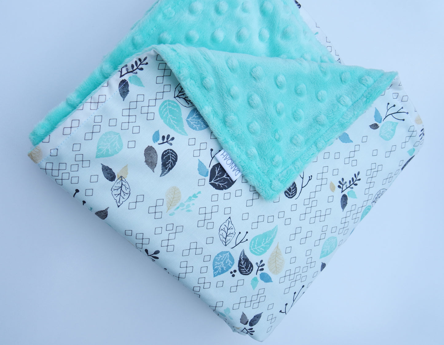 SALE - Aqua Leaf Baby Blanket
