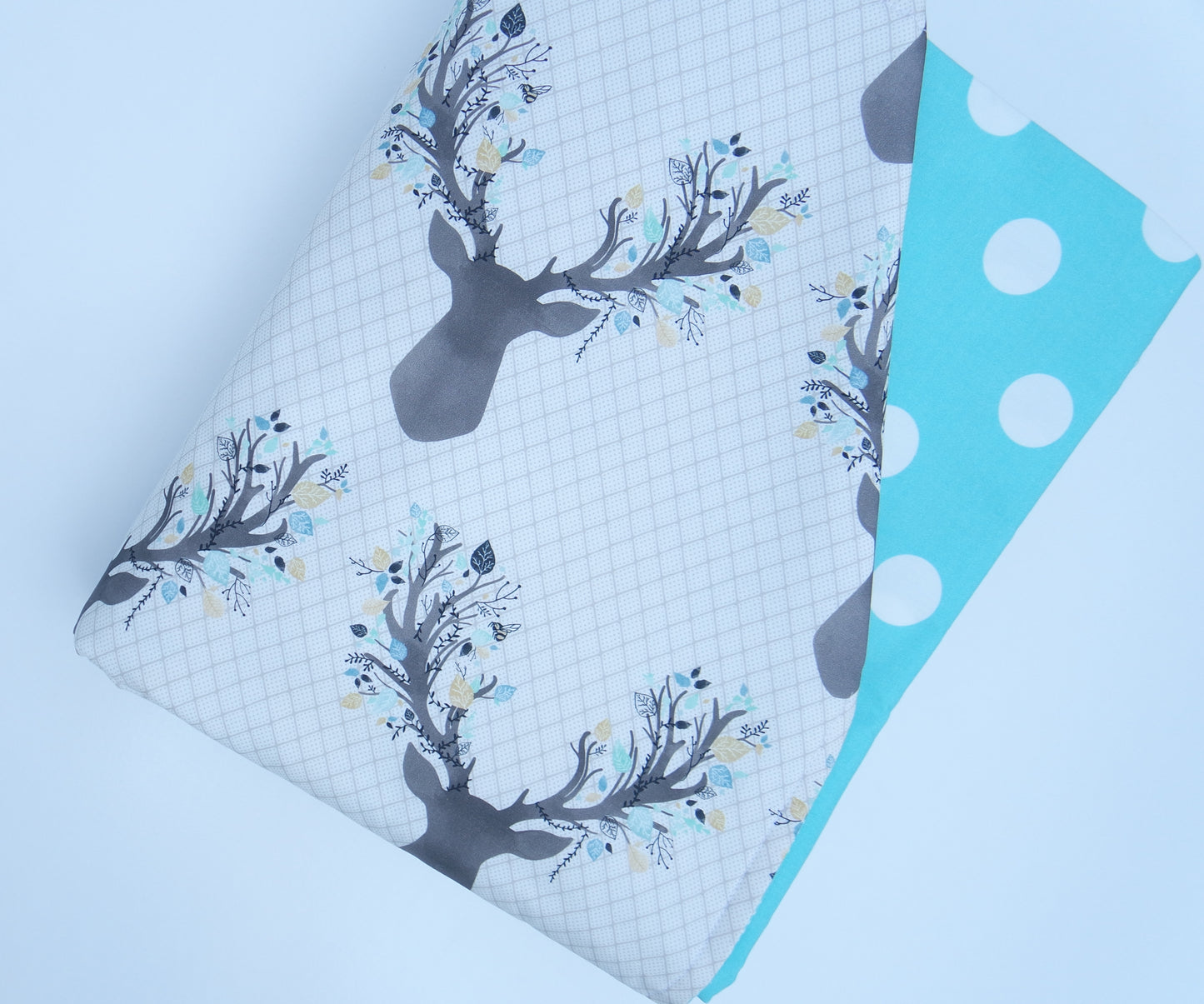 SALE - Aqua Blue Deer & Dots Quilt
