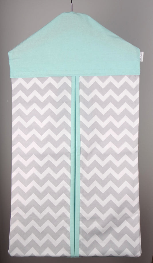 Nappy Stacker - Mint & Grey Chevron