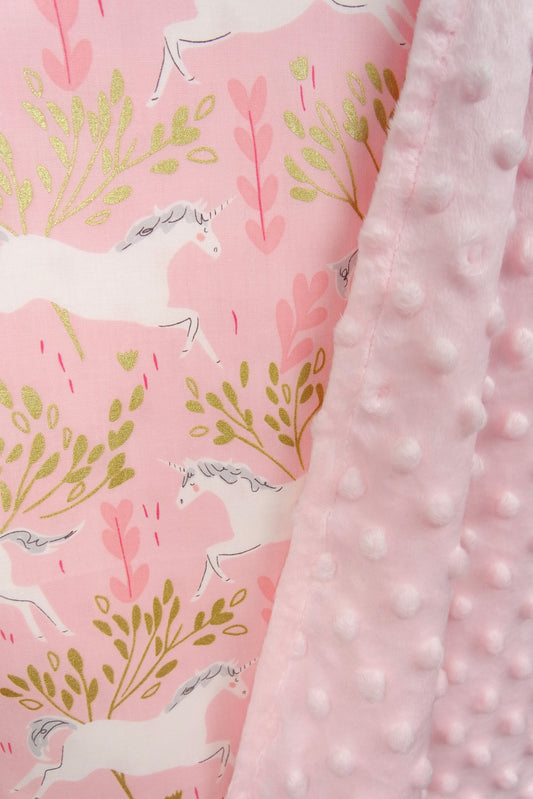 SALE -Pink & Gold Unicorn Baby Blanket