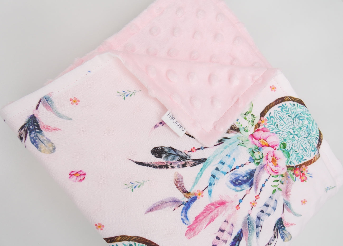 Pink Dreamcatcher Minky Baby Blanket
