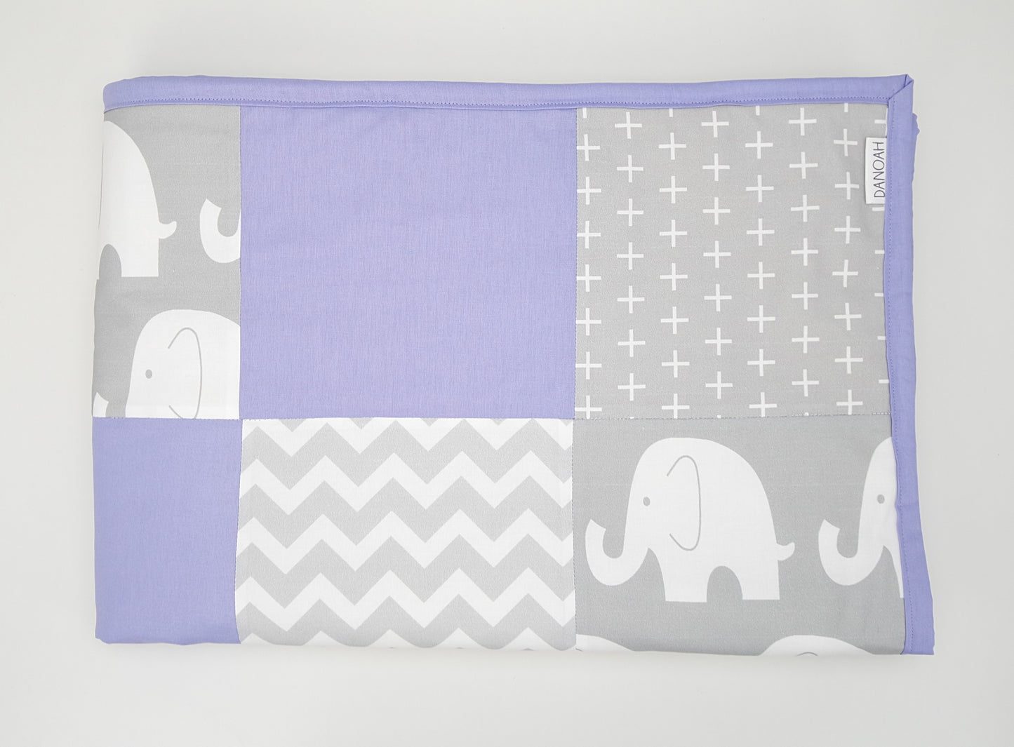 Purple & Grey Elephant Patchwork Quilt