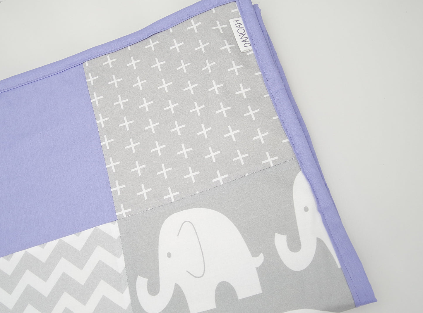 Purple & Grey Elephant Patchwork Quilt