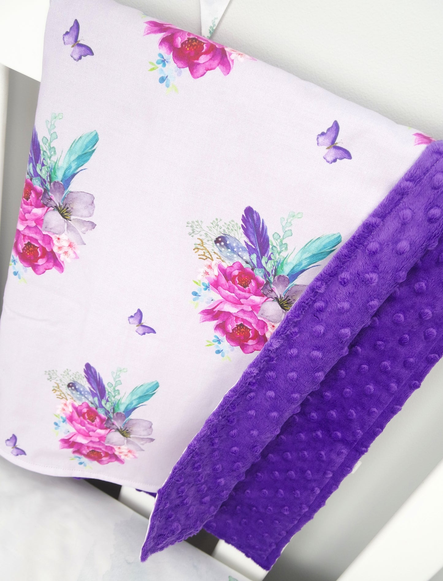 Purple Boho Mermaid Minky Baby Blanket