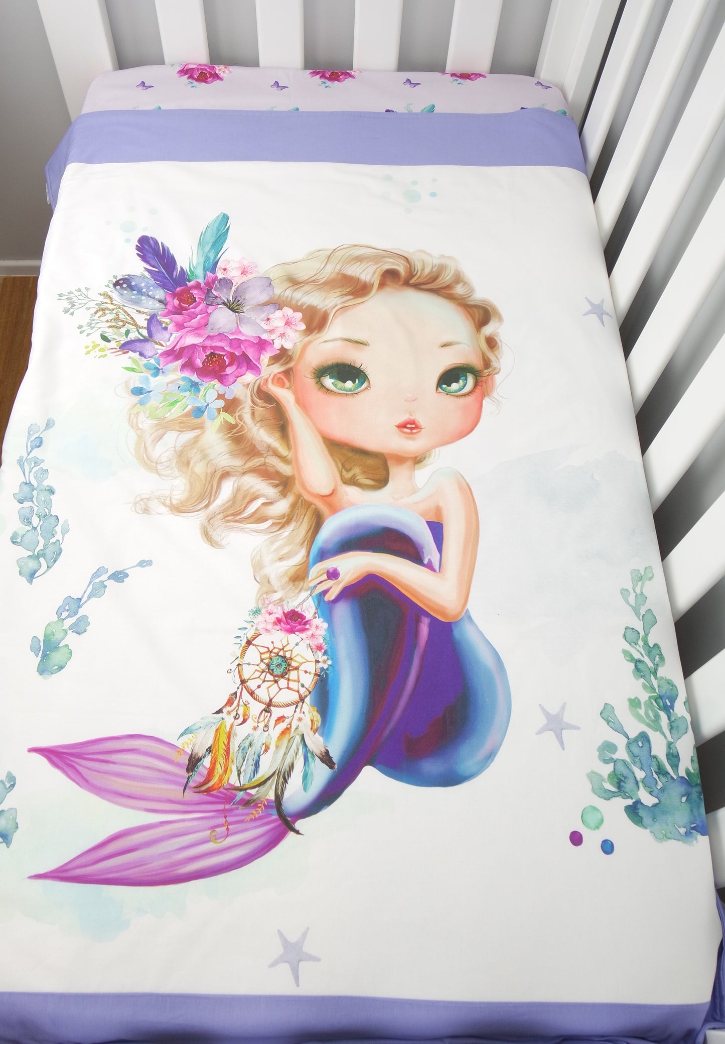 Purple Boho Mermaid Cot Quilt