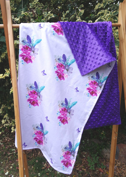 Purple Boho Mermaid Minky Baby Blanket