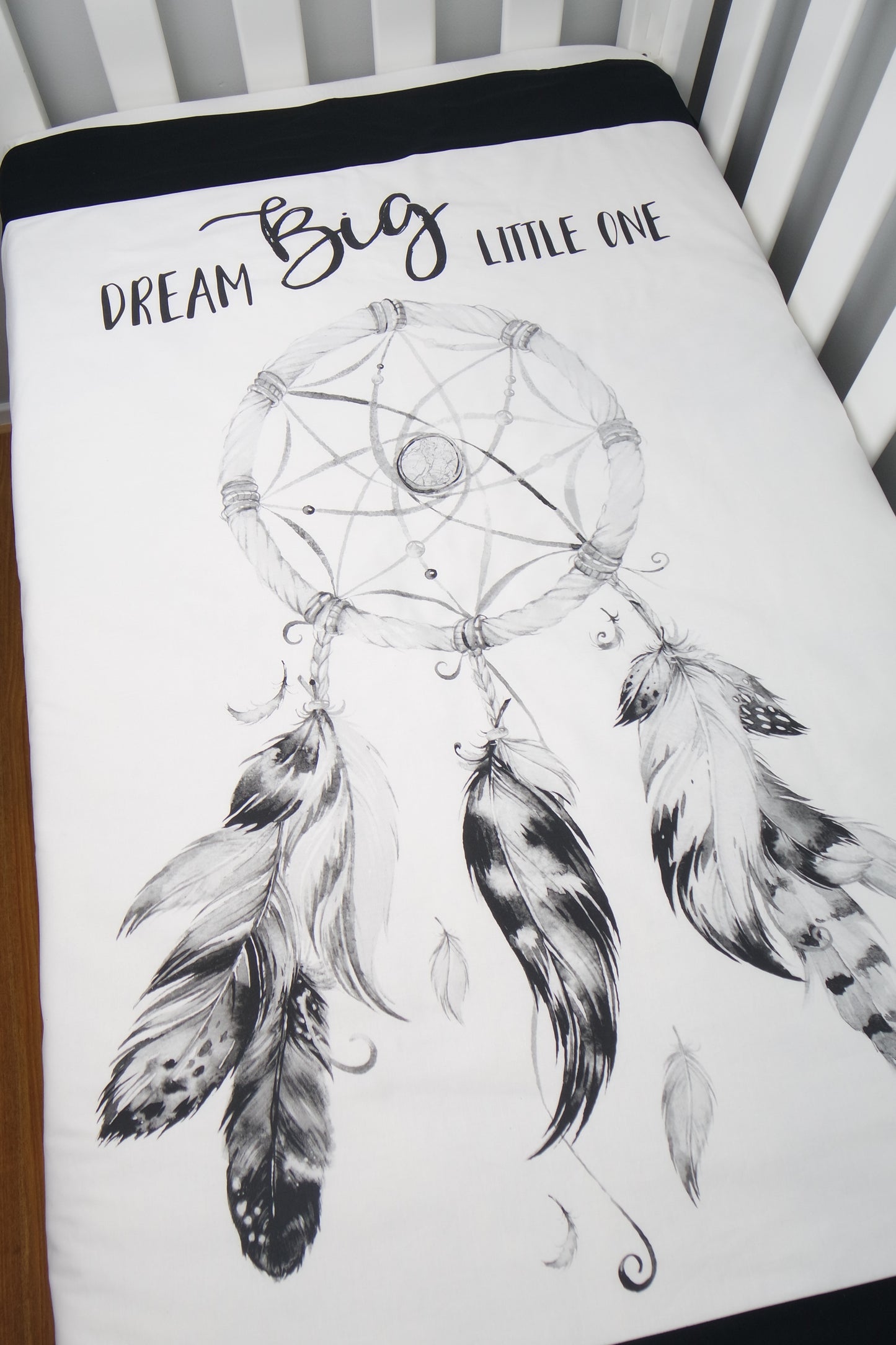 Black Dreamcatcher Cot Quilt