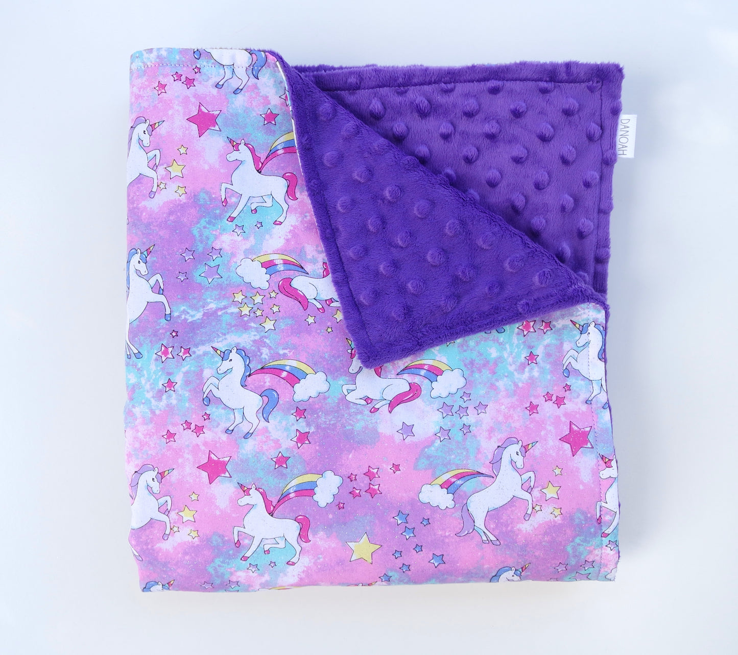 Minky Baby Blanket with Rainbow Unicorns