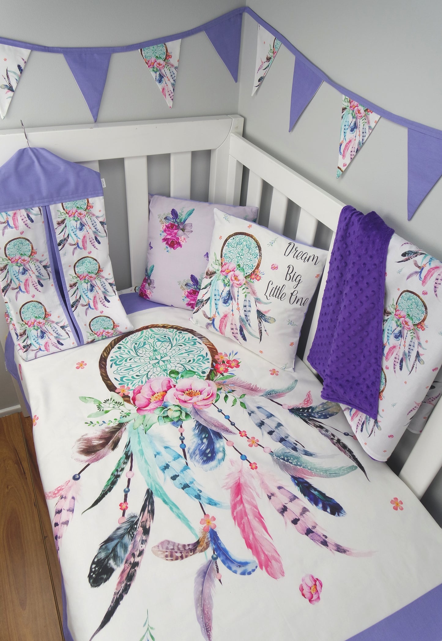 Purple Dreamcatcher Minky Baby Blanket