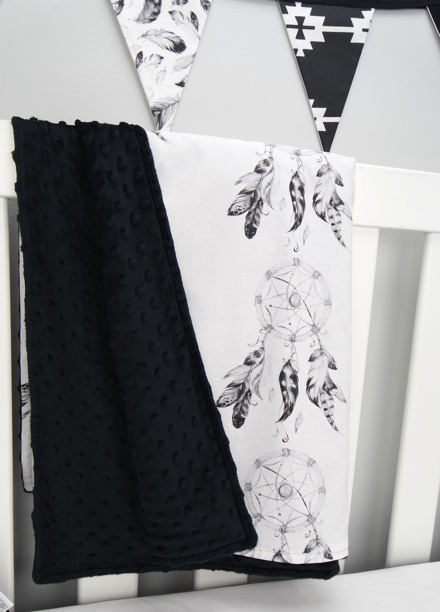 Black Dreamcatcher Minky Baby Blanket