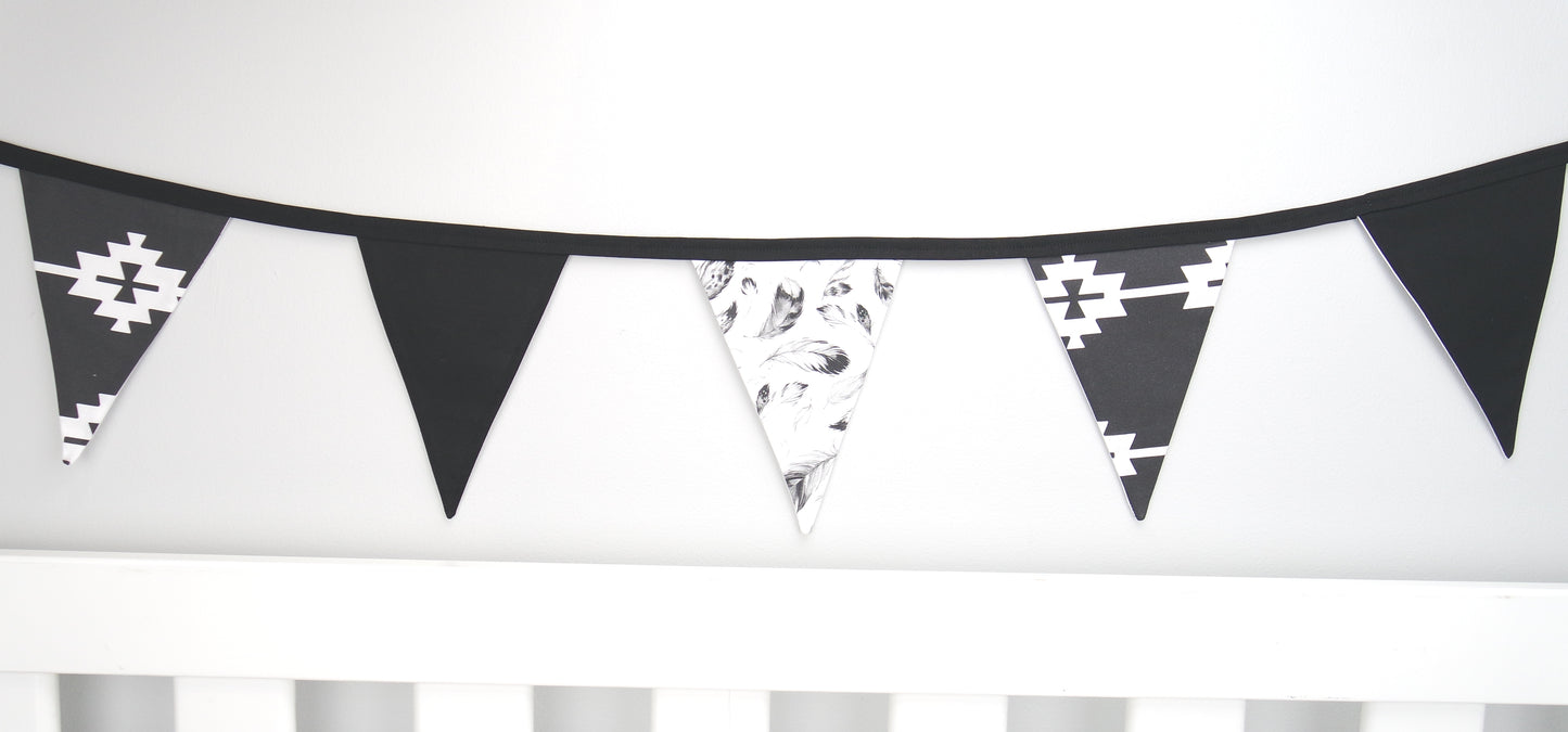 Black Boho Bunting Flags