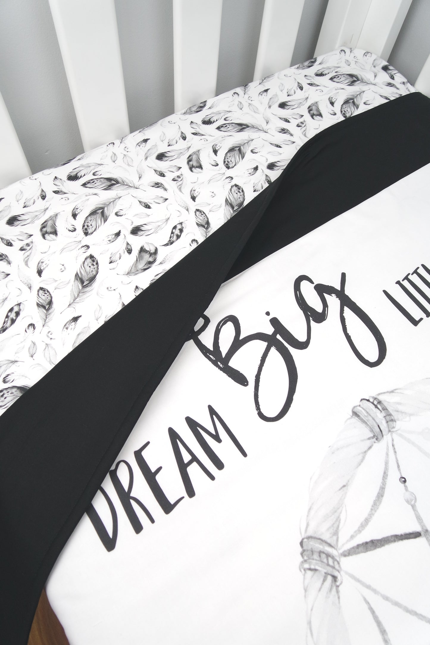 Black Dreamcatcher Cot Quilt