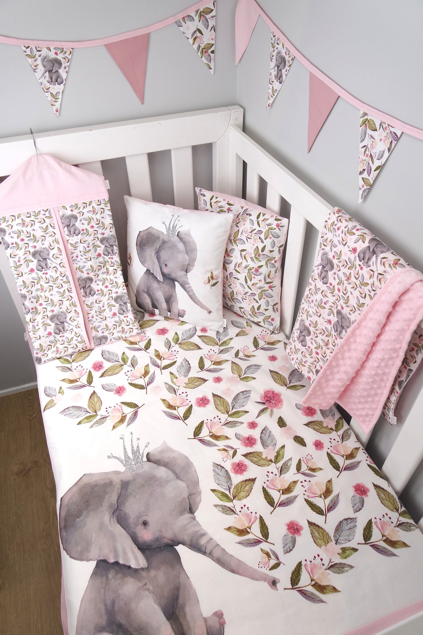 Pink Floral Elephant Nappy Stacker