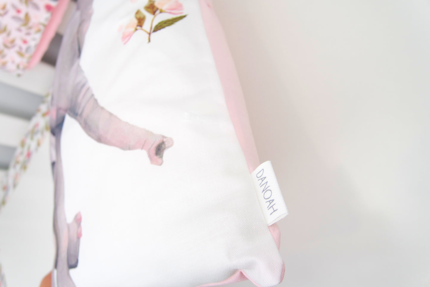 Pink Floral Elephant Cushion Cover