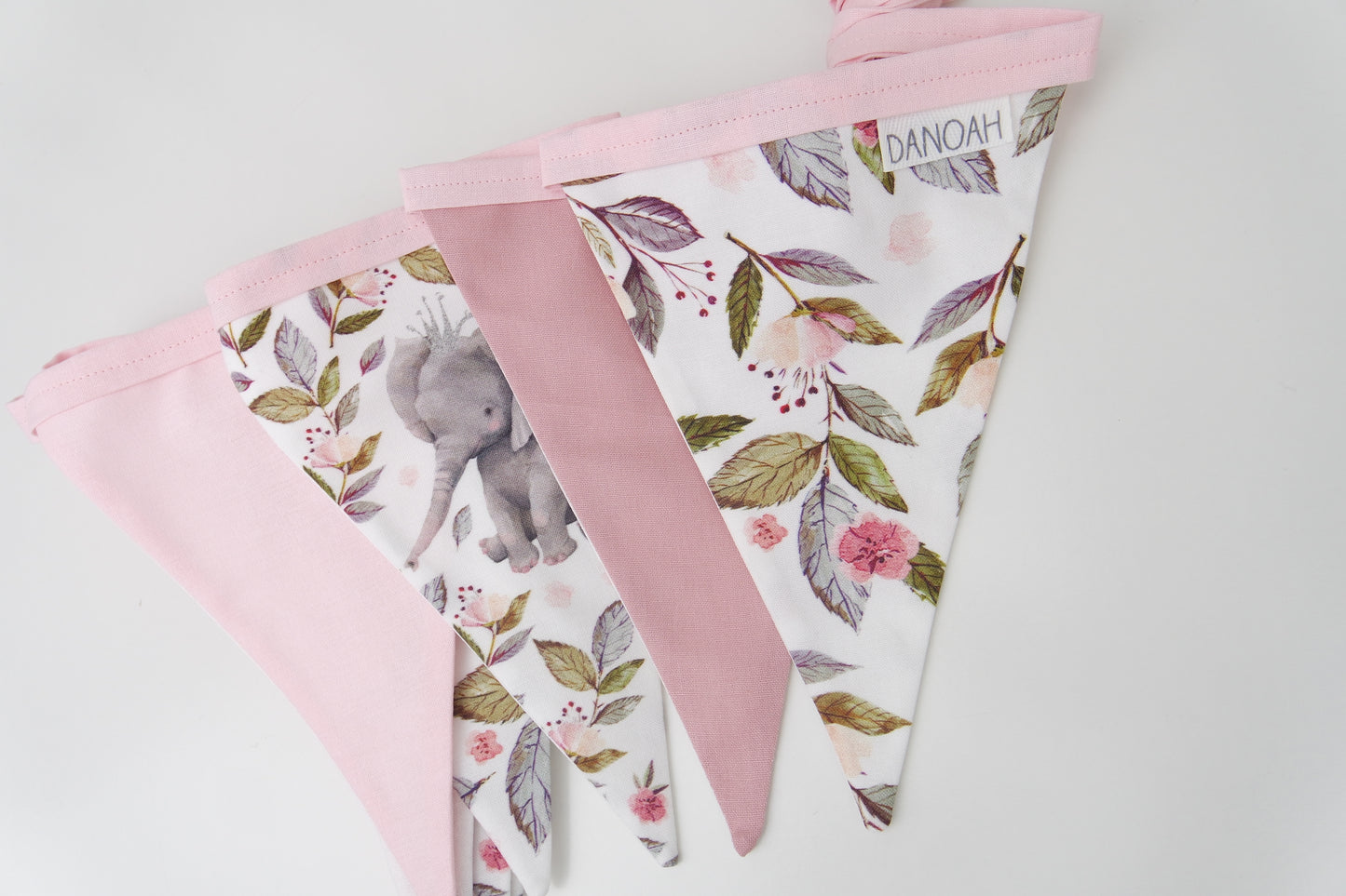 Pink Floral Elephant Bunting Flags