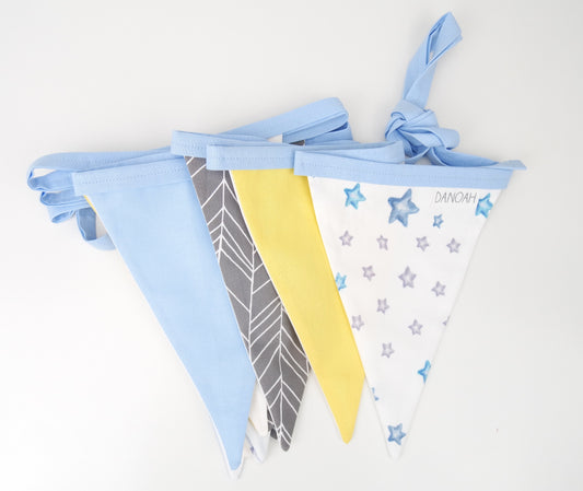 Grey, Yellow & Blue Stars Bunting Flags