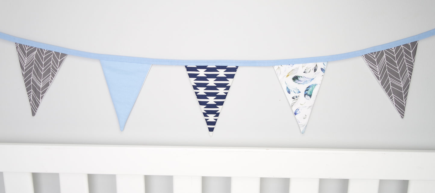 Blue Tribal Bunting Flags