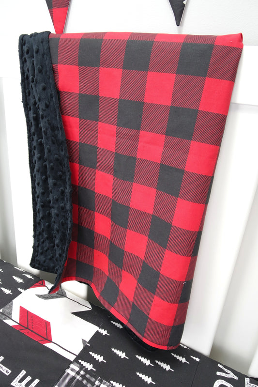 Red Plaid Minky Baby Blanket