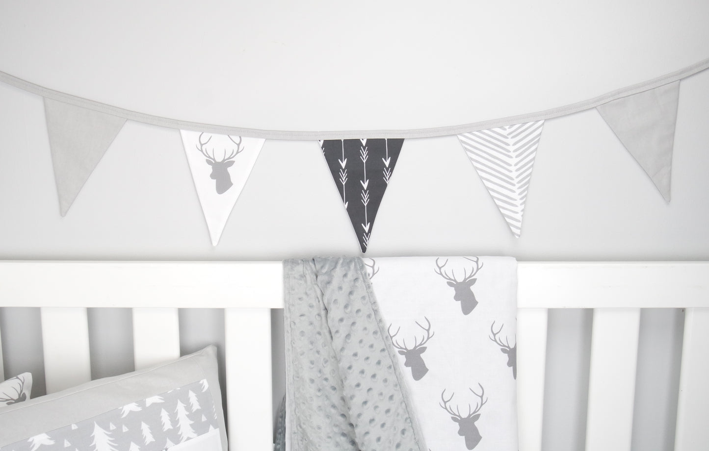 Grey Woodland Bunting Flags
