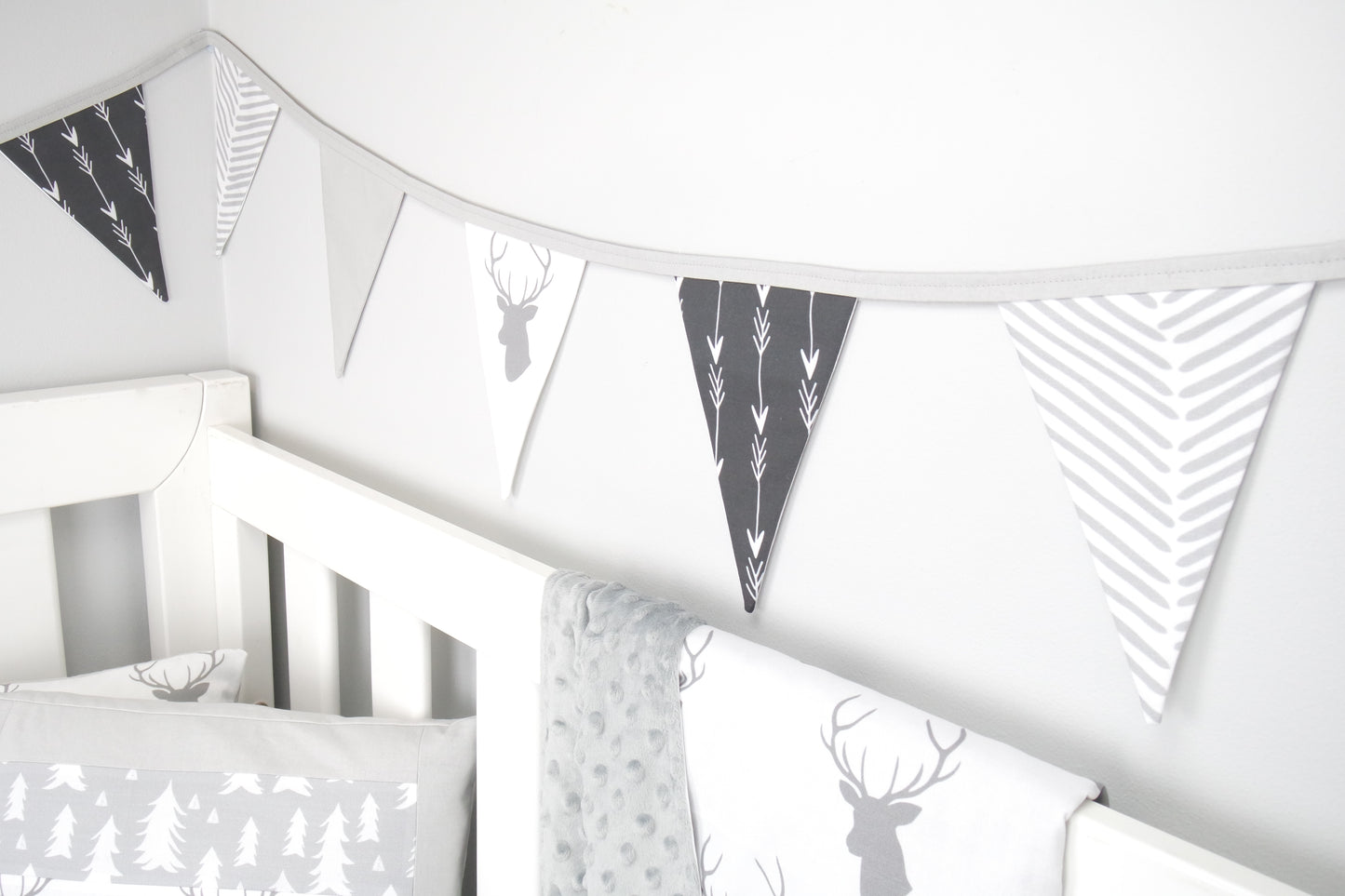 Grey Woodland Bunting Flags